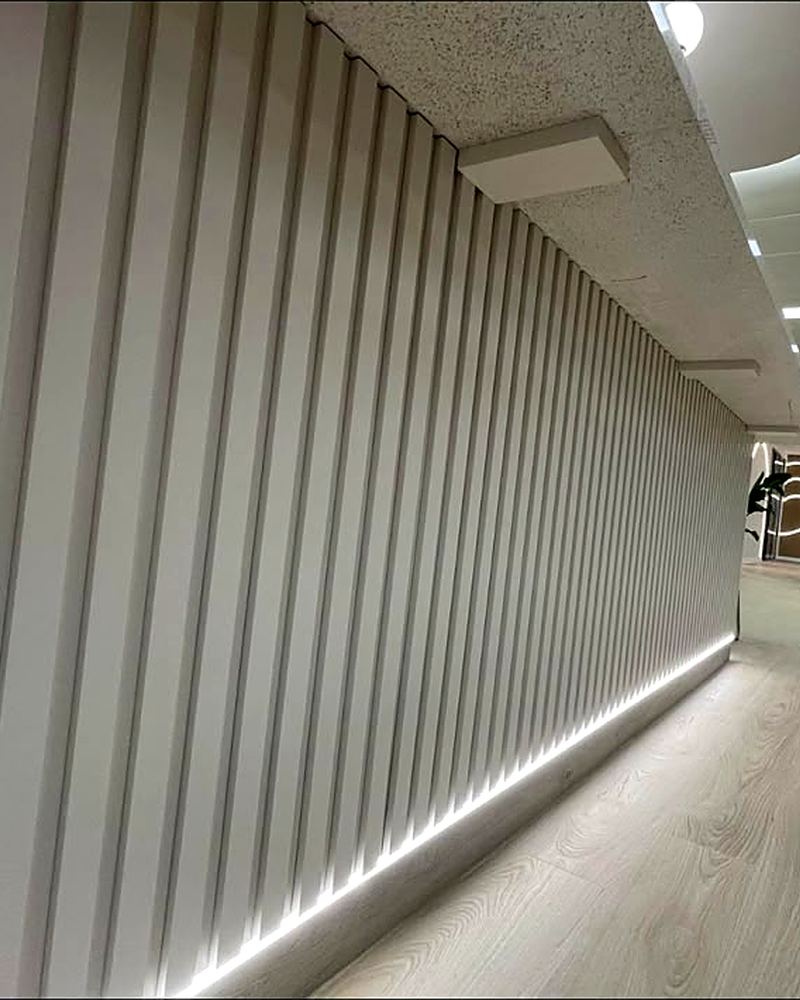 Fluted wall with LED detail, completed by ADD Construction