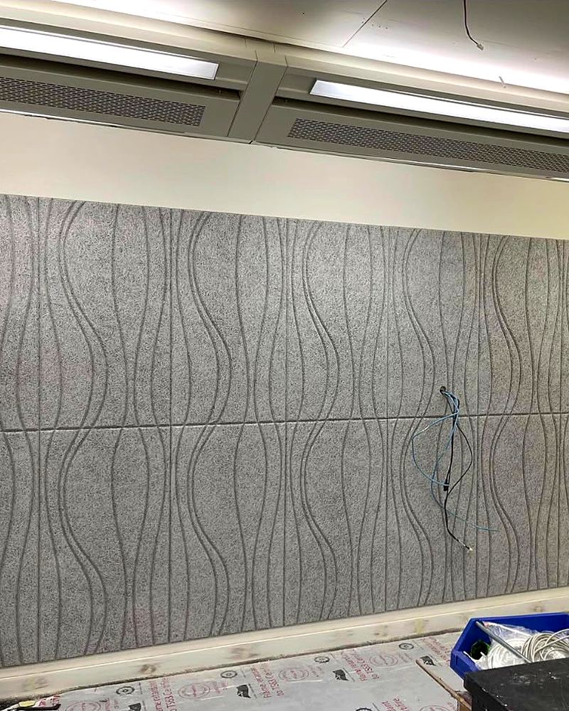 Sculpted acoustic wall, completed by ADD Construction